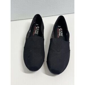 BOBS by Skechers Black Canvas Slip-On Flats Memory Foam Women’s 9.5